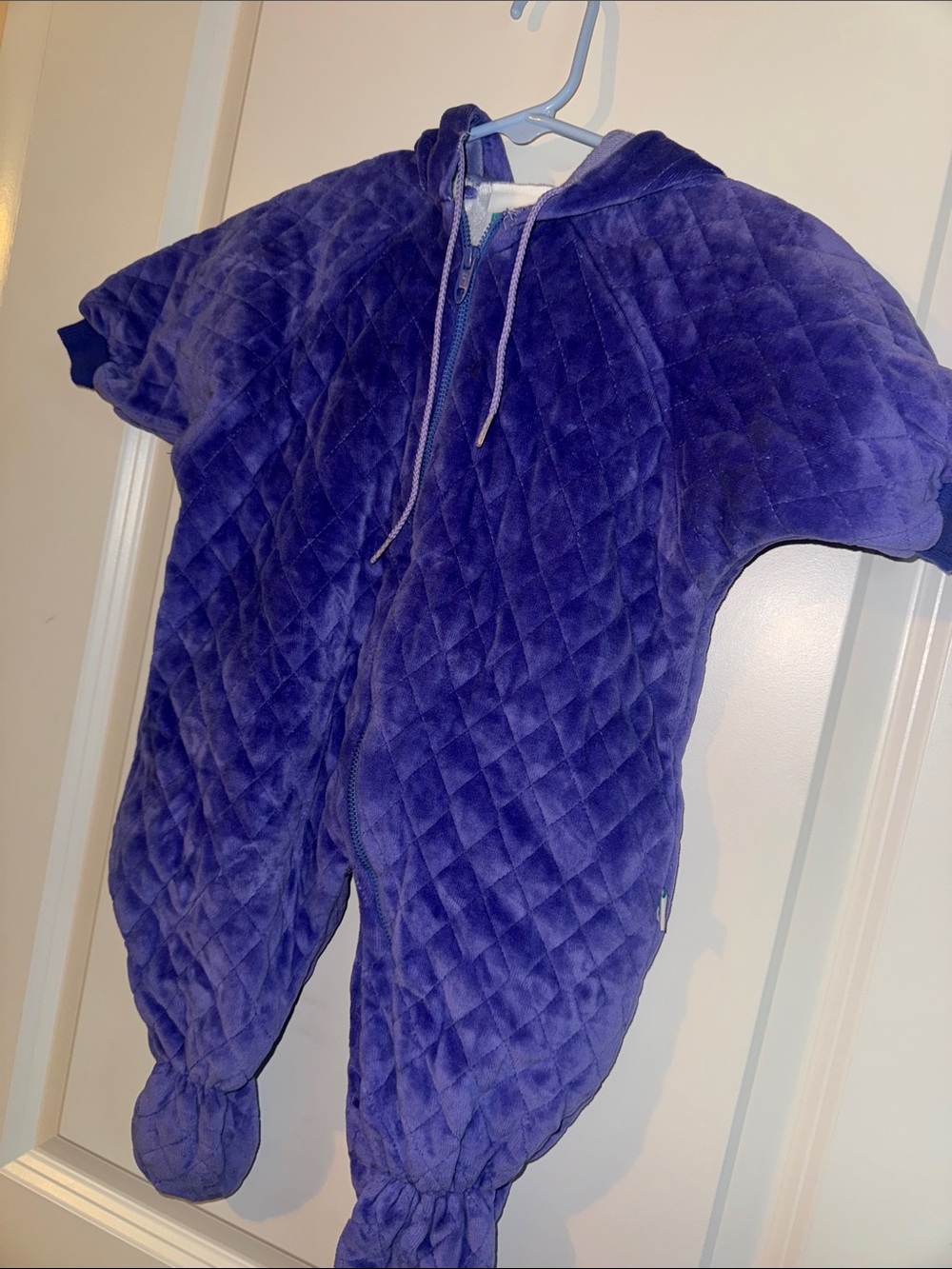 Little me 9mo purple full zip body suit sleep warm nap sack footie - Picture 2 of 6